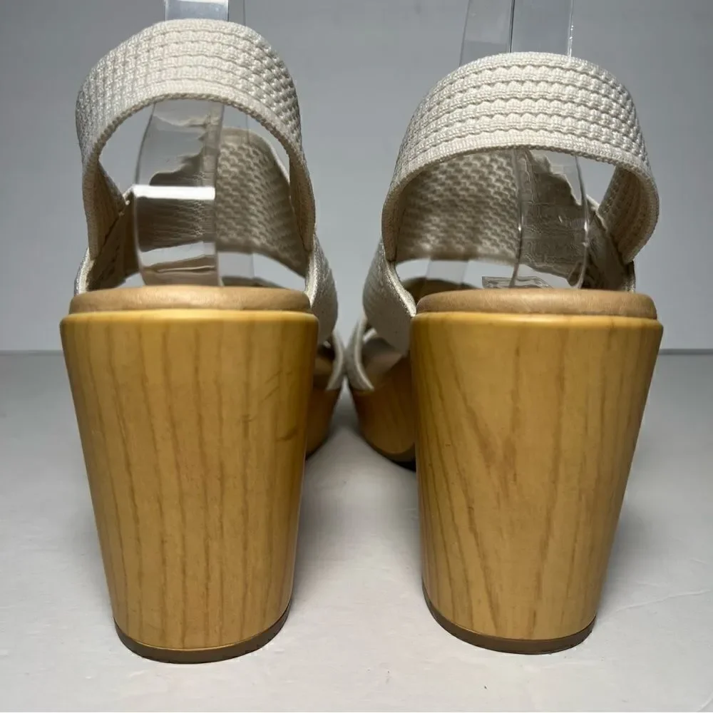 Dr. Scholls Womens Becca Wooden‎ Platform Slingback Sandals in Tofu White 10M